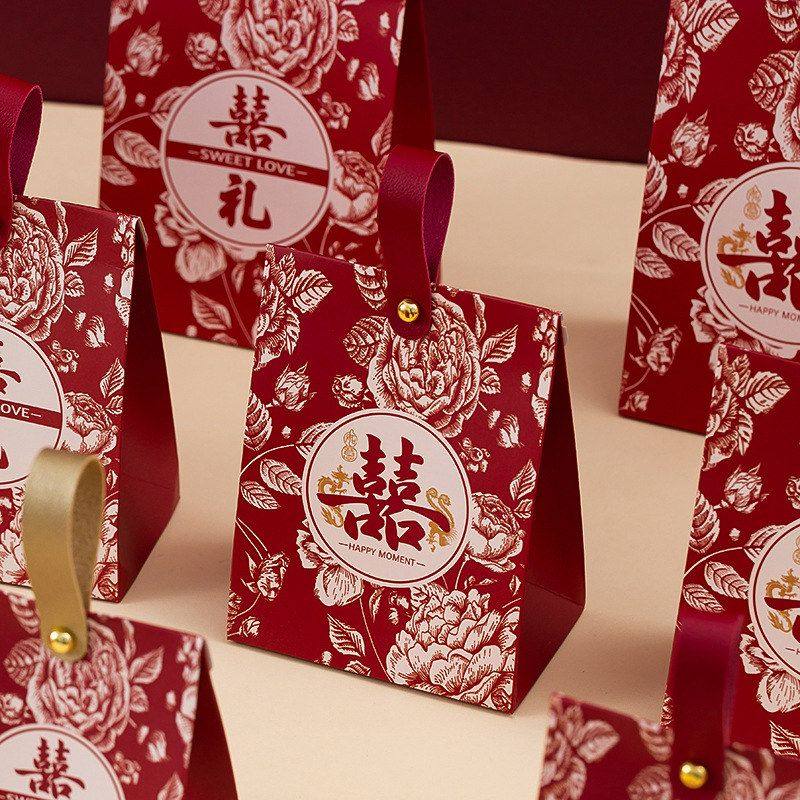 结婚喜糖盒子订婚礼物空盒婚礼高级感伴手礼手提袋礼盒包装盒批发
