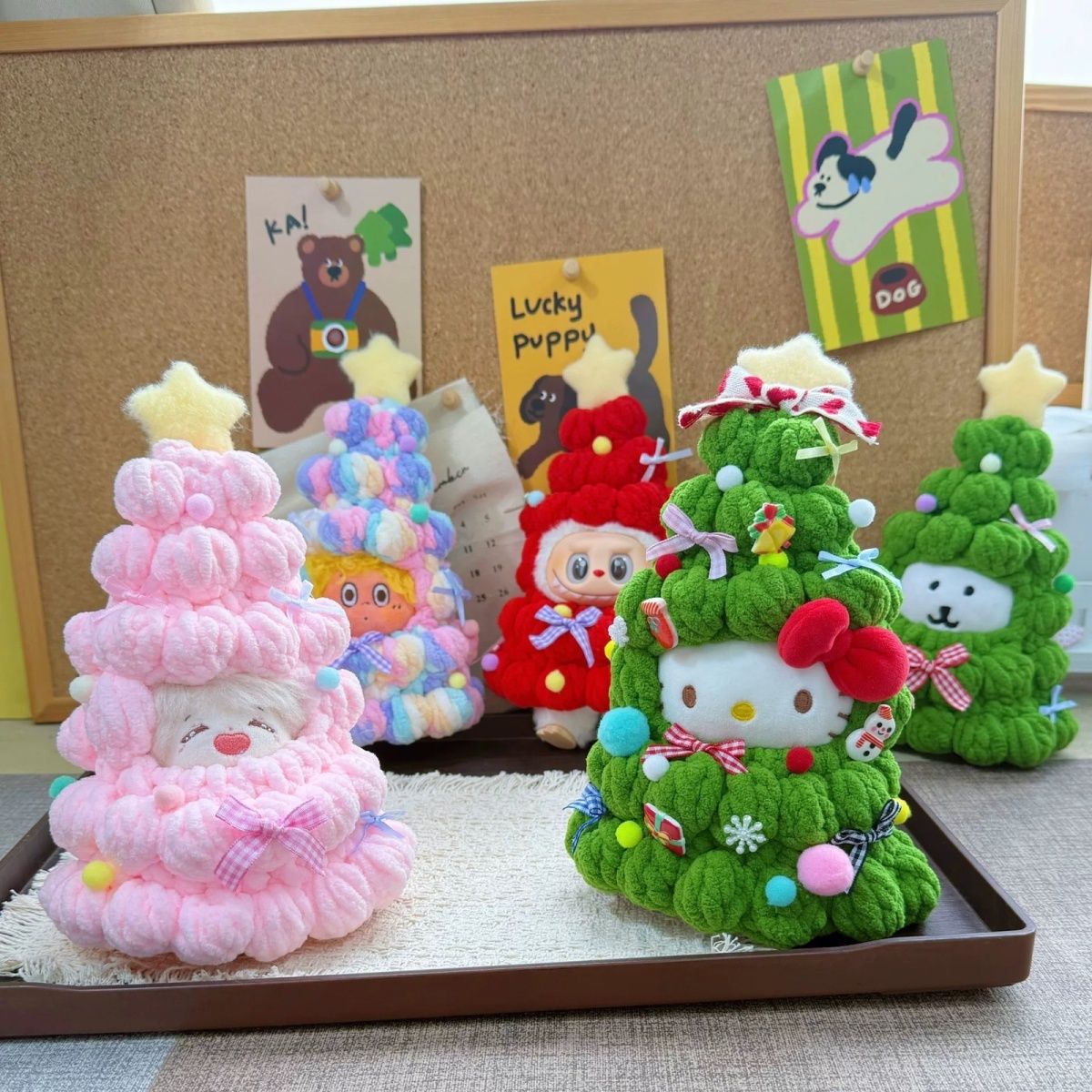 适用于labubu圣诞树娃衣编织圣诞节装饰钩织配饰10cm娃娃衣装饰品