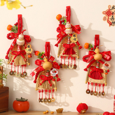 2026新年装饰品中国结挂件春节门把手葫芦挂饰过年场景布置万字结