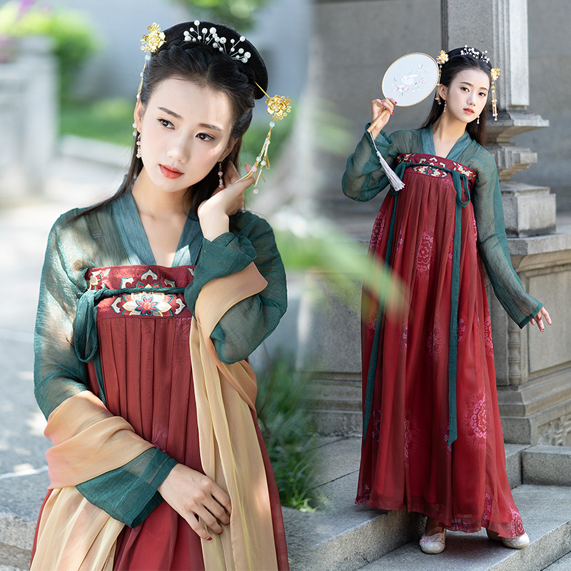 出租凤歌鸾·隋唐改良汉服女绣花墨绿齐胸暗红襦裙汉元素日常女装在类目 女装/女士精品, 唐装/民族服装/舞台服装, 民族服装/舞台装中 - 来自Buy2taobao.com提供专业的淘宝代购服务