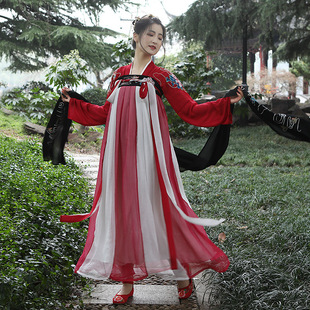 出租汉服齐胸襦裙红色古装飘逸仙女装中国风套装学生汉装清新古风