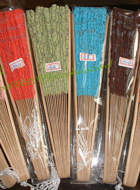 出口日韩全棉手工百带丽蕾丝工艺礼品扇田园布艺花边扇