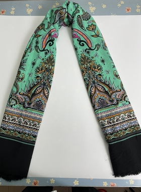 E752夏季复古双边定位印花雪纺布头 柔软垂坠透气上衣旗袍diy面料