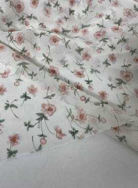 A439可爱甜美粉色小碎花雪纺布头柔软舒适透气女款连衣裙上衣布料