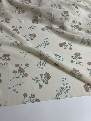 3米夏季米黄色底印花雪纺布头飘逸柔软垂坠连衣裙上衣diy面料G299