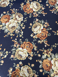 藏青色底大花朵透光雪纺布头夏季女装连衣裙上衣半裙工厂剩余布头