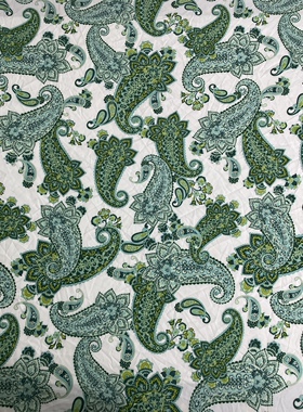 E628白底复古民族风印花聚酯纤维布头柔软垂坠透气连衣裙上衣面料