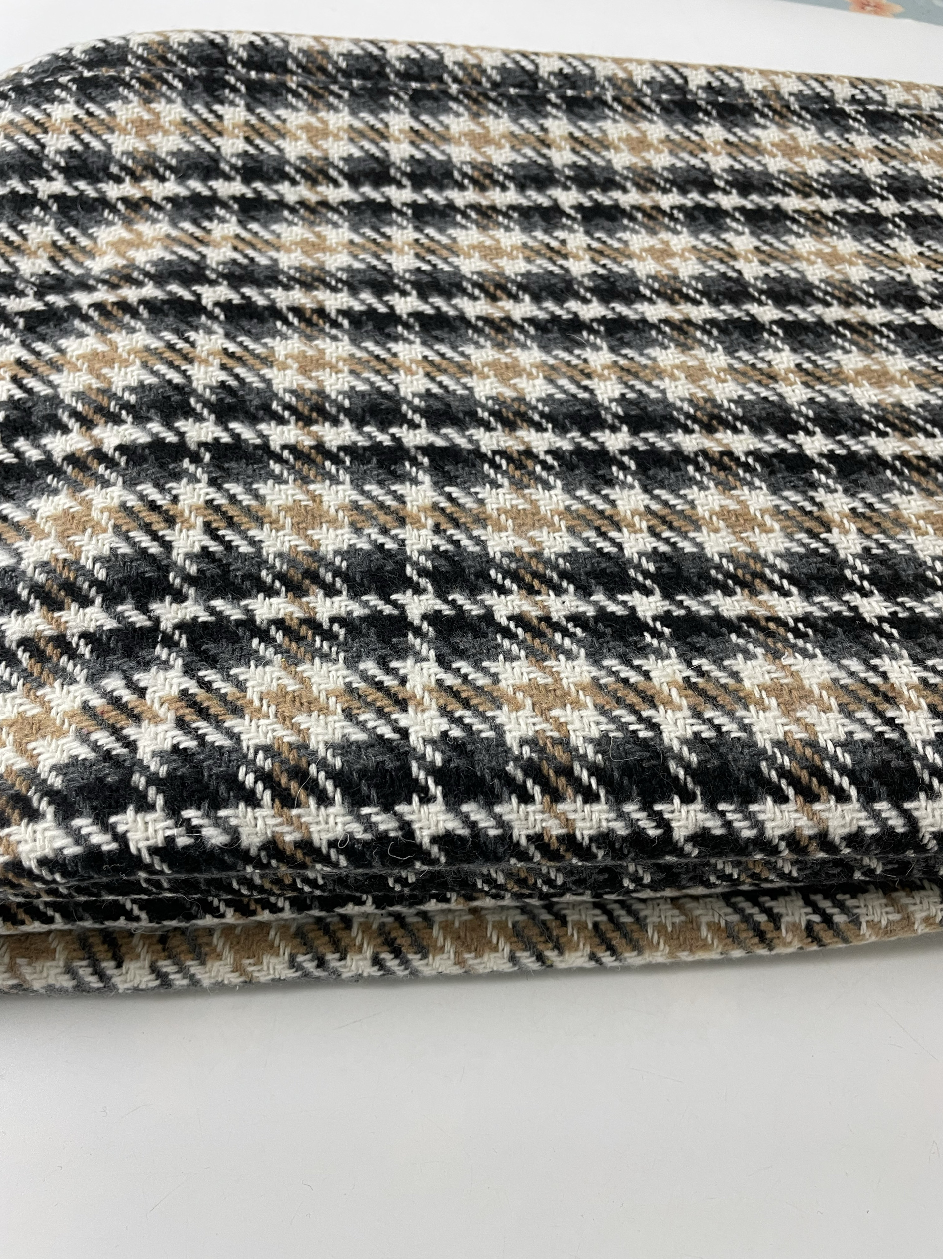 F1冬季混纺面料粗线色织经典灰白黑格子无弹性上衣外套西装裤子裙