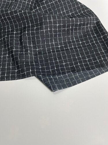 E675夏季黑底小方格印花雪纺布头 柔软垂坠透气连衣裙上衣diy面料
