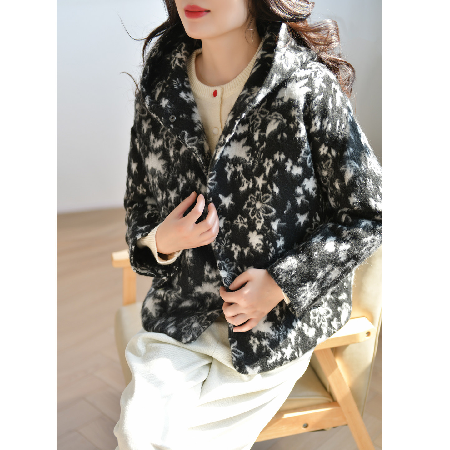 GESGOO原创设计毛呢羽绒服女冬季保暖小个子连帽鸭绒外套短款小众,女装/女士精品,羽绒服,淘宝优惠券,粉丝福利购,淘宝优惠卷