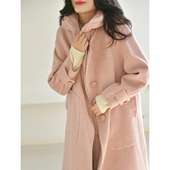 GESGOO粉色双面呢大衣可拆卸羽绒背心两件套冬季 设计感长款 外套女