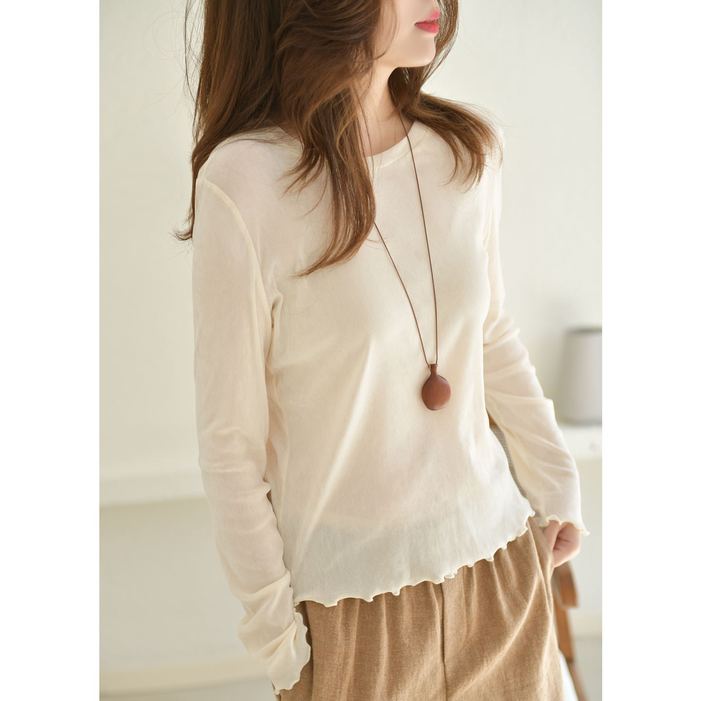 GESGOO简约长袖上衣t恤早秋薄款