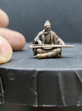 黄铜高山流水伯牙鼓琴古代古筝小人物鱼缸盆景假山微缩造景观摆件