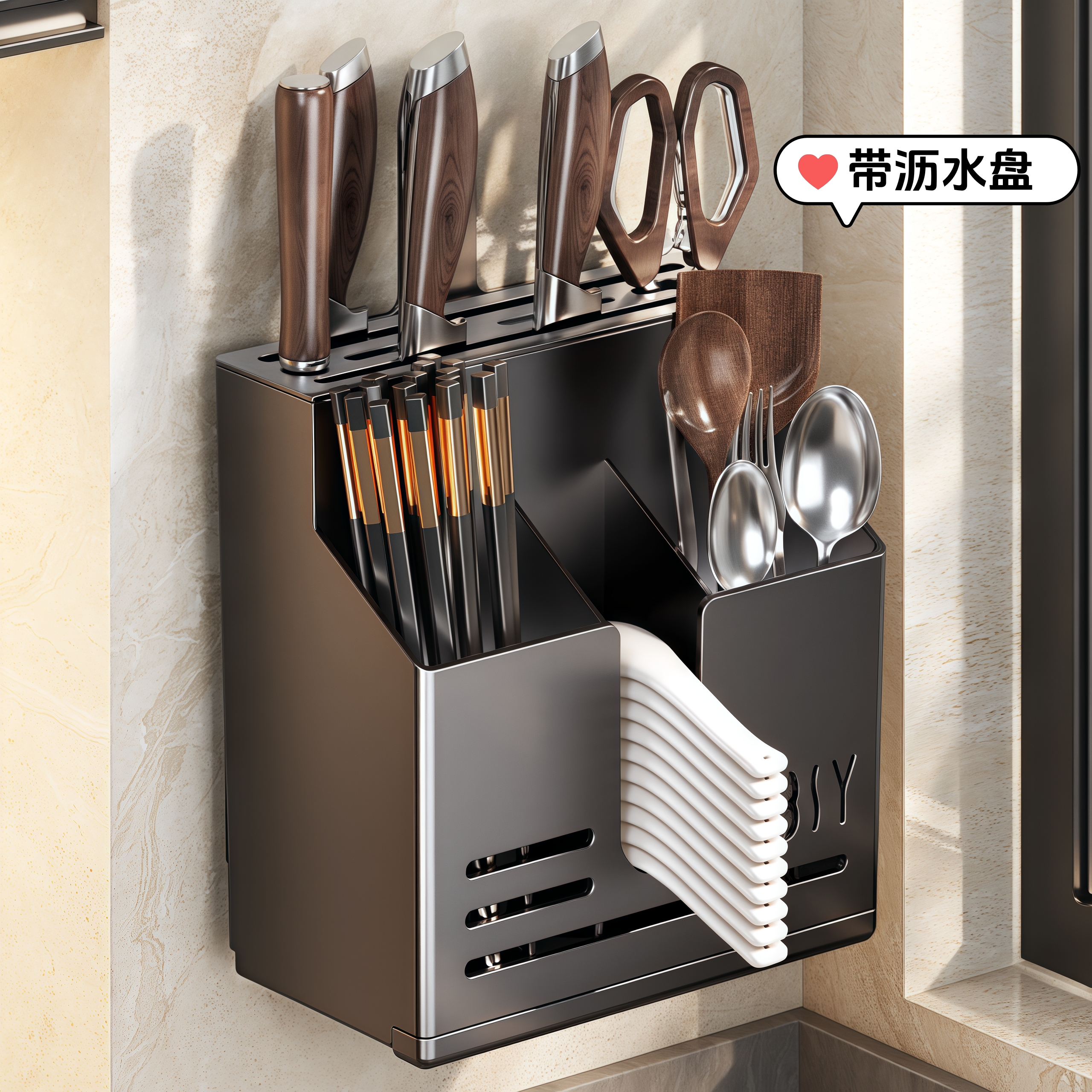 厨房刀具筷篓置物架多功能免打孔