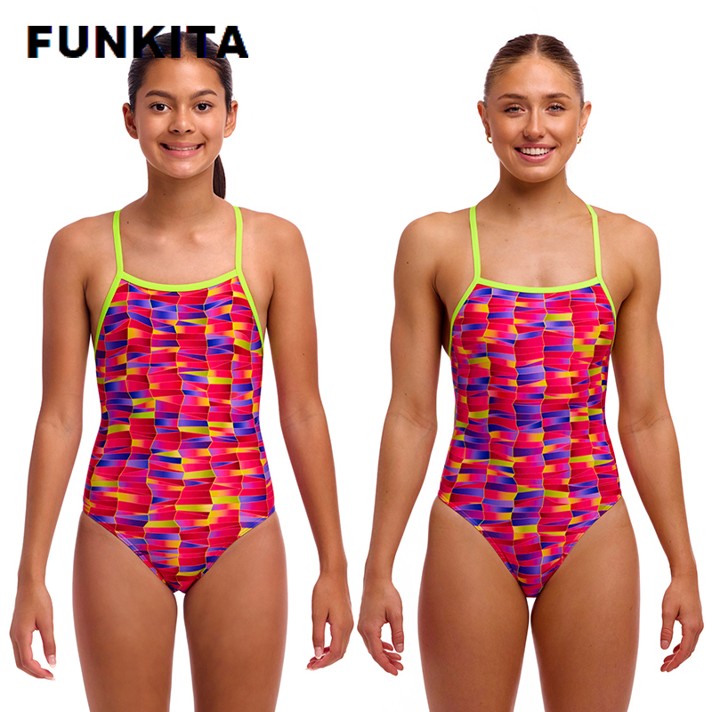 FUNKITA连体女士三角游泳衣WRIGGLE_WALLS-高叉系带款