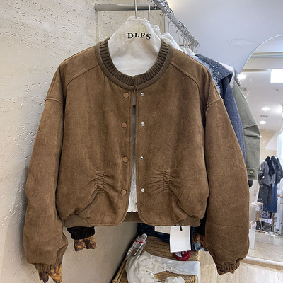 韩版单排扣短外套女冬羽绒内胆