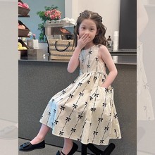 纯棉女童洋气背心裙儿童白裙子大童装连衣裙公主裙2025夏装新款