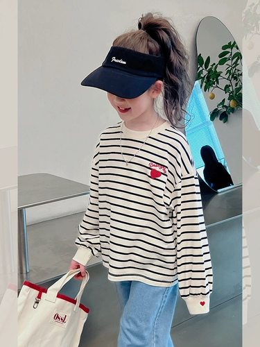 Приятный телу детский весенний лонгслив, в западном стиле, подходит для подростков, в корейском стиле