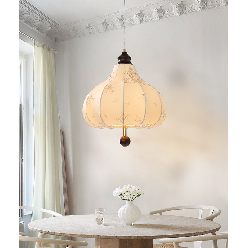 法式中古布艺花纹餐厅吊灯