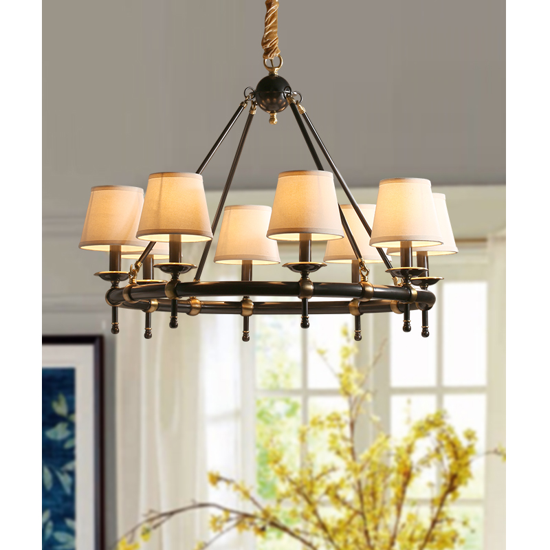 凯乔 ZX美式全铜客厅吊灯 复古大气布艺创意个性设计师款