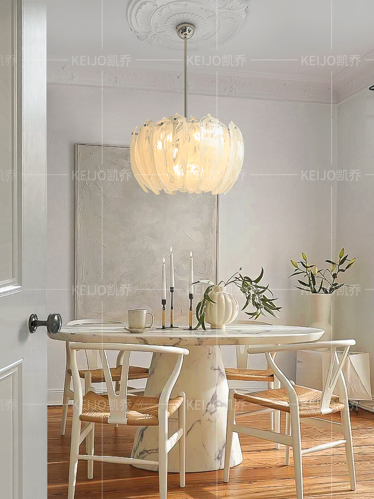 凯乔 云雾餐厅吊灯 法式客厅氛围感简约现代玻璃卧室主灯2025新款