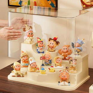盲盒收纳展示架星星人收纳盒手办公仔展示盒透明亚克力阶梯展示柜