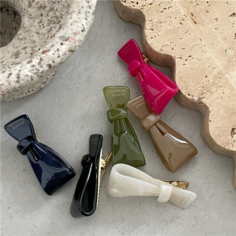 韩版彩色醋酸蝴蝶结刘海夹侧边碎发夹少女时尚鸭嘴夹新款精致发夹