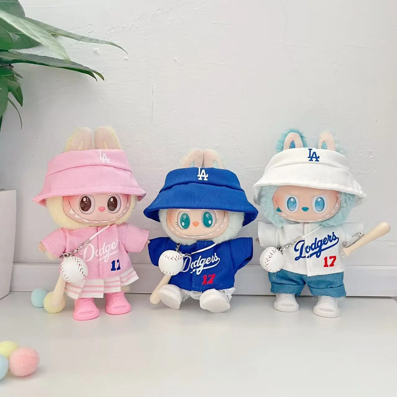 一二三代Labubu衣服挂件拉布布坐坐娃衣LA棒球运动套装潮流可爱