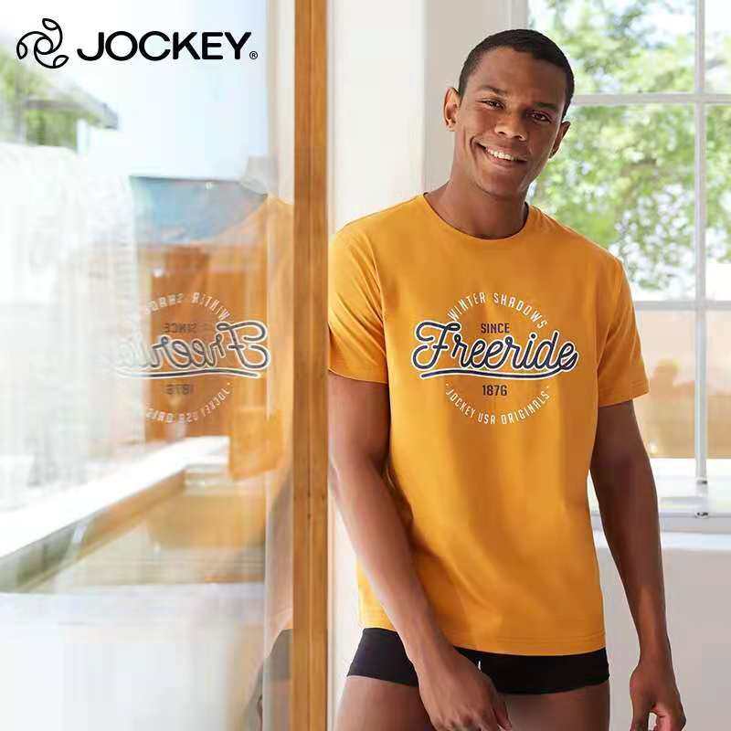 JOCKEY正品国际品牌短袖T桖男家居服纯棉汗衫圆领全棉男短袖T桖衫 - 实物图