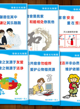 企业宿舍文化挂图宣传画海报员工寝室标语安全卫生文明贴纸JSH21