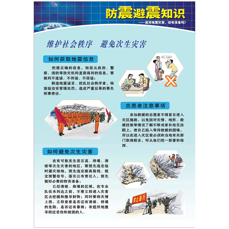 地震科普海报宣传画防震避震知识