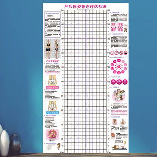 产后体姿体态评估表养生馆型体骨盆修复身高表挂图墙贴纸WST33