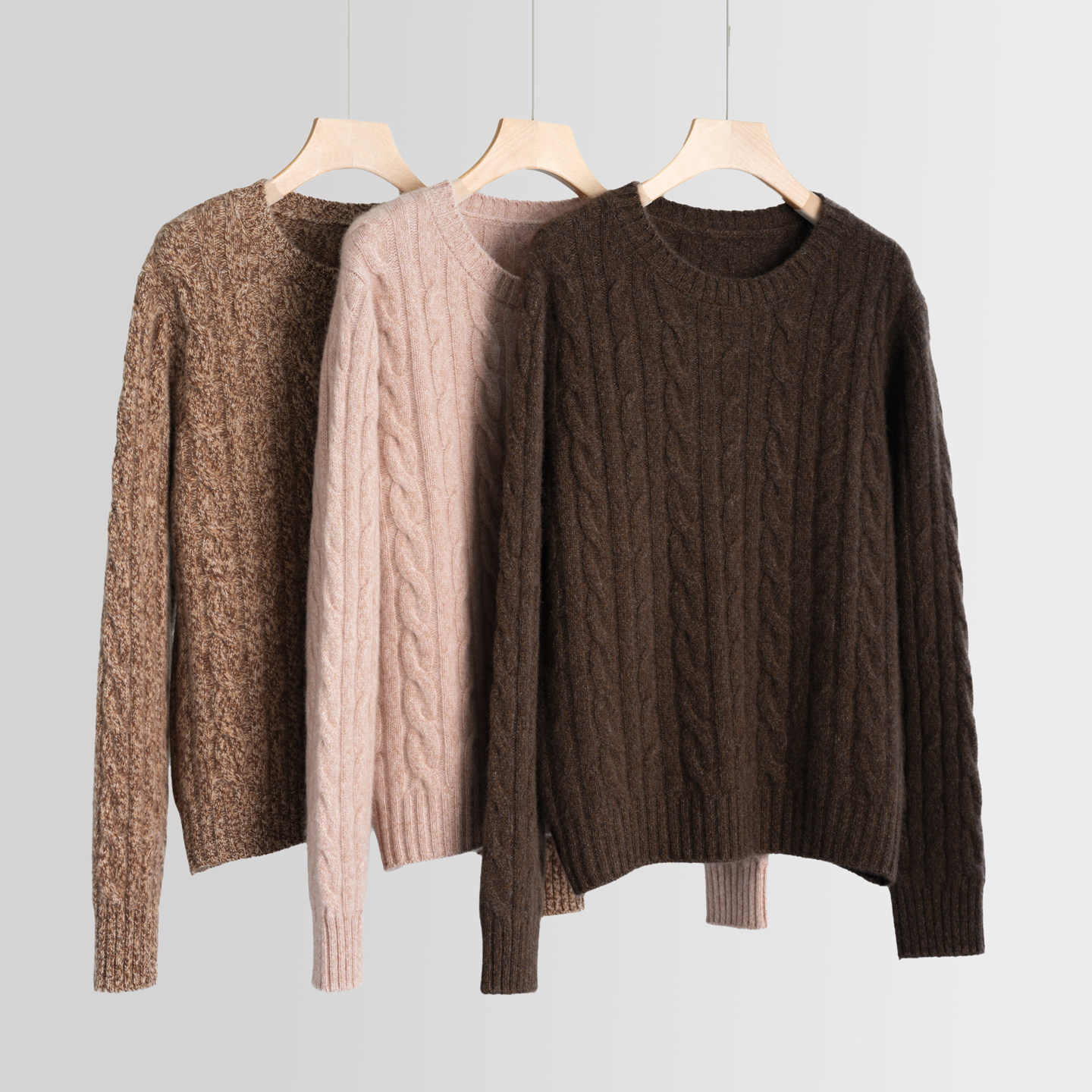 Z.M.R 康赛妮花纱 全身麻花三股加厚100%纯山羊绒衫女针织毛衣