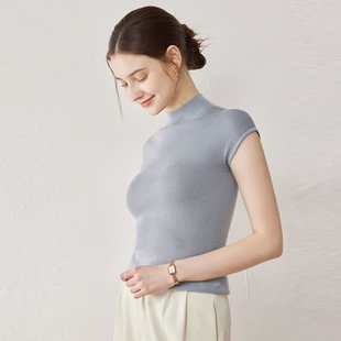 Z.M.R 优雅精奢 48支可机洗精纺全羊毛半高领包袖针织衫修身上衣