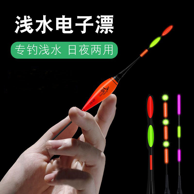 浅水夜光漂纳米日夜两用超亮醒目尾电子浮漂高灵敏夜钓鲫鱼漂短漂