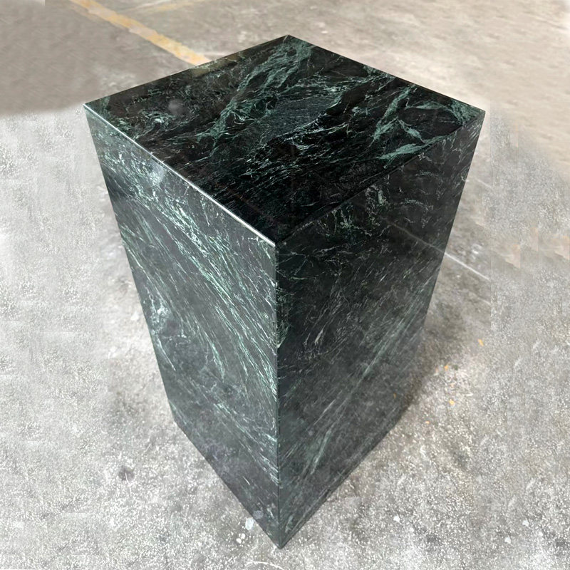 天然大花绿大理石花盆底座入户进门玄关高级感摆件落地装饰雕塑台