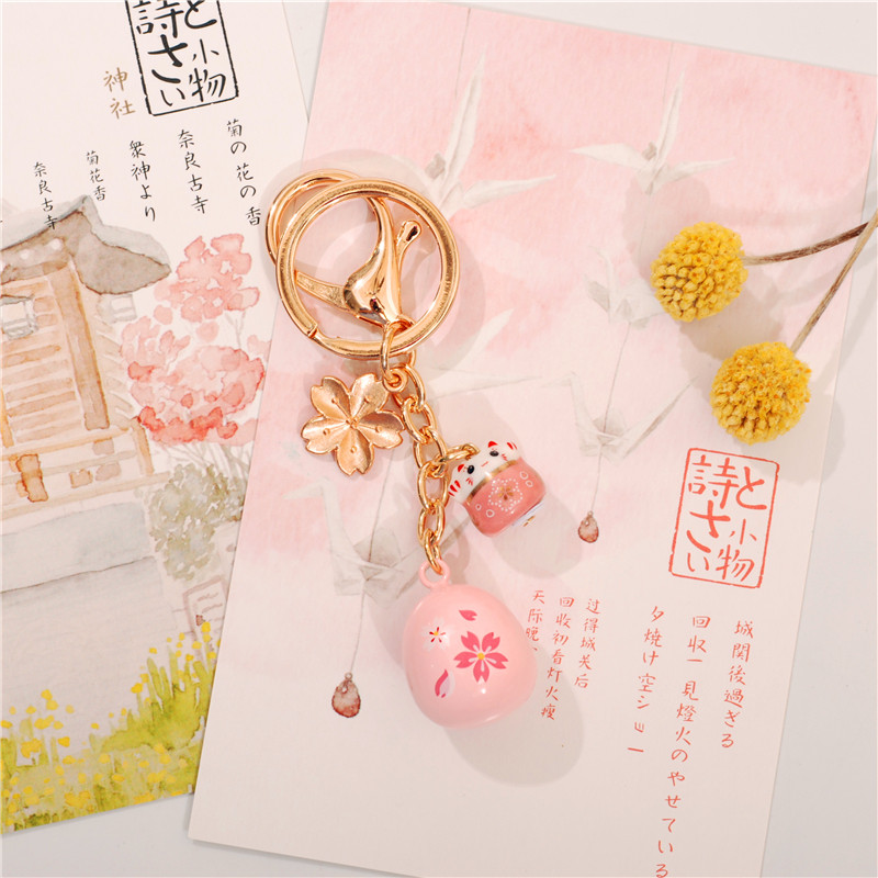 日本樱花铃铛水音铃御守招桃花良缘开运陶瓷猫护身符包挂件钥匙扣