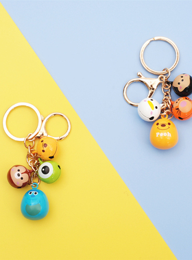 tsum可爱维尼熊毛怪大眼仔水音铃铛钥匙扣链子包包挂件挂饰情侣