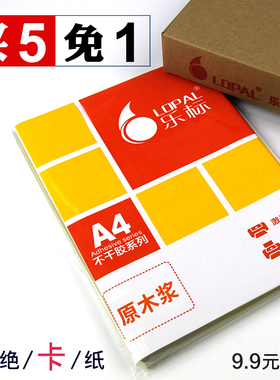 乐标a4不干胶贴纸防水手写背胶方形空白手账标签激光喷墨办公打印纸铜版纸PET合成纸牛皮纸书写纸可移