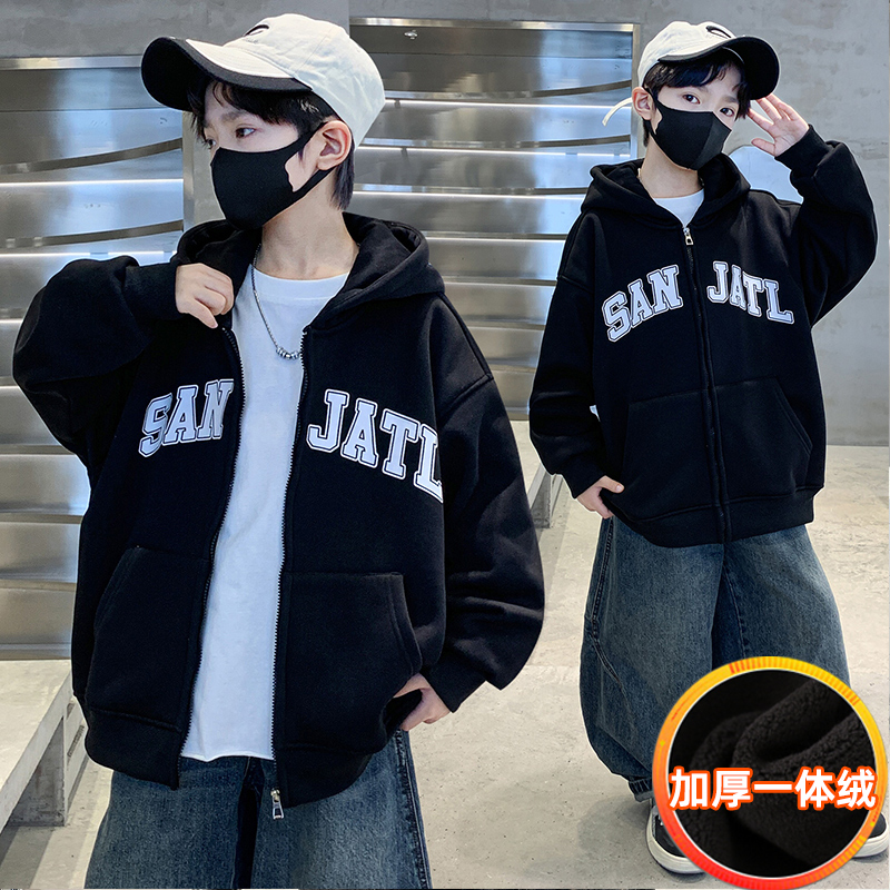 男童外套加绒童装一体绒加厚