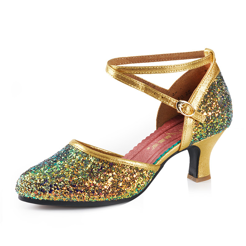 拉丁舞鞋女夏季中高跟新款舞蹈鞋外穿软底交谊广场舞鞋跳舞鞋凉鞋