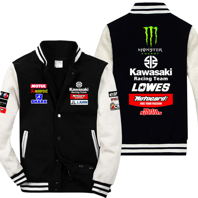 加绒棒球服男KAWASAKI川崎h2重机车motogp厂队重机车服骑行服外套