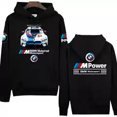 Fleece-Lined Pullover Hoodie for Men BMW M Power Performance Car Enthusiasts Training Jacket