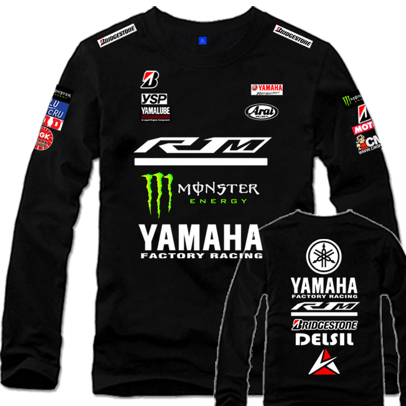 YAMAHA雅马哈R1M摩托车骑行服长袖男motogp厂队重机车衣服纯棉T恤