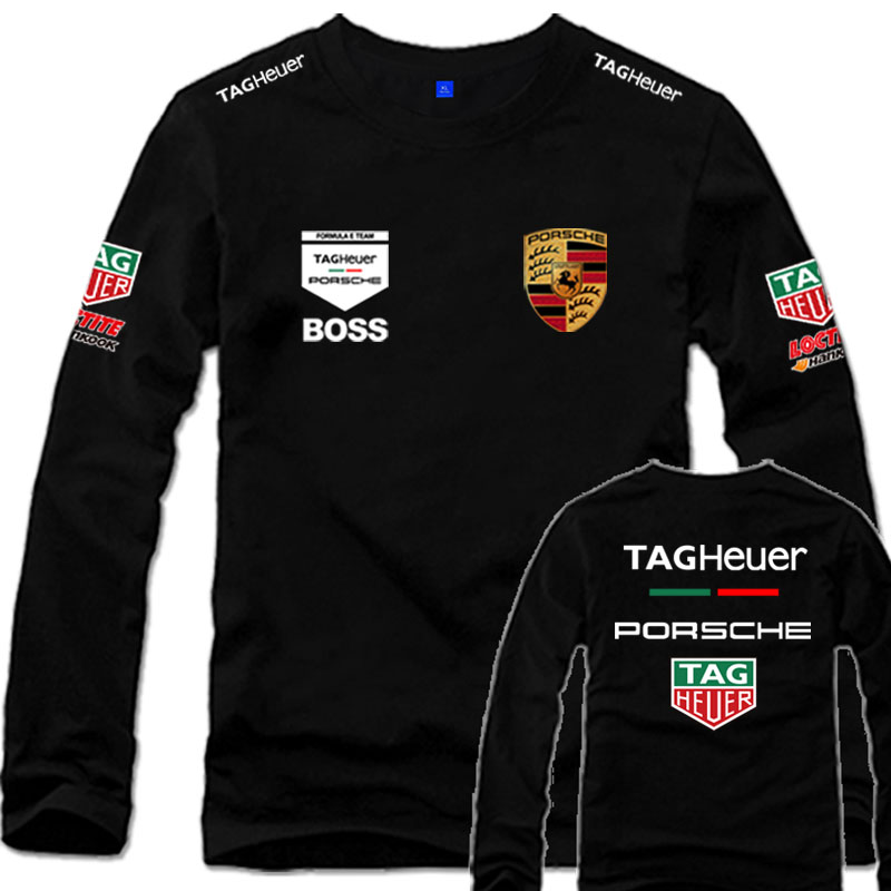 兰博保时捷GT泰格豪雅车队方程式赛车服体恤纯棉长袖T恤衫车队服