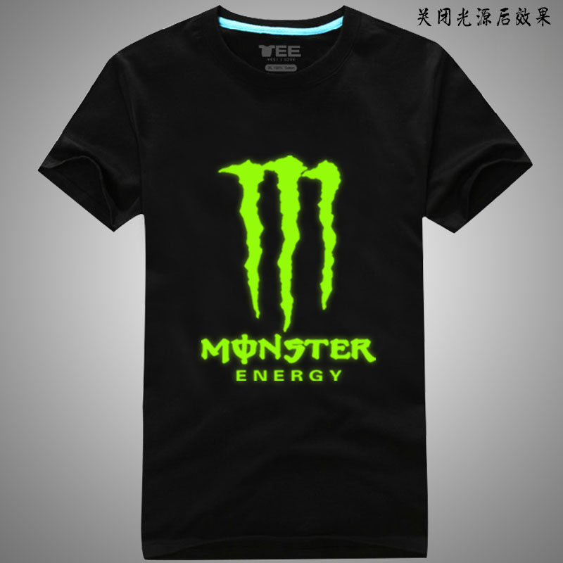 短袖t恤男装纯棉大码爪子越野e族摩友机车夜光t恤宽松运动