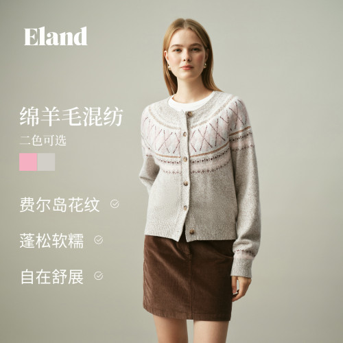 ELAND费尔岛圆领提花开衫