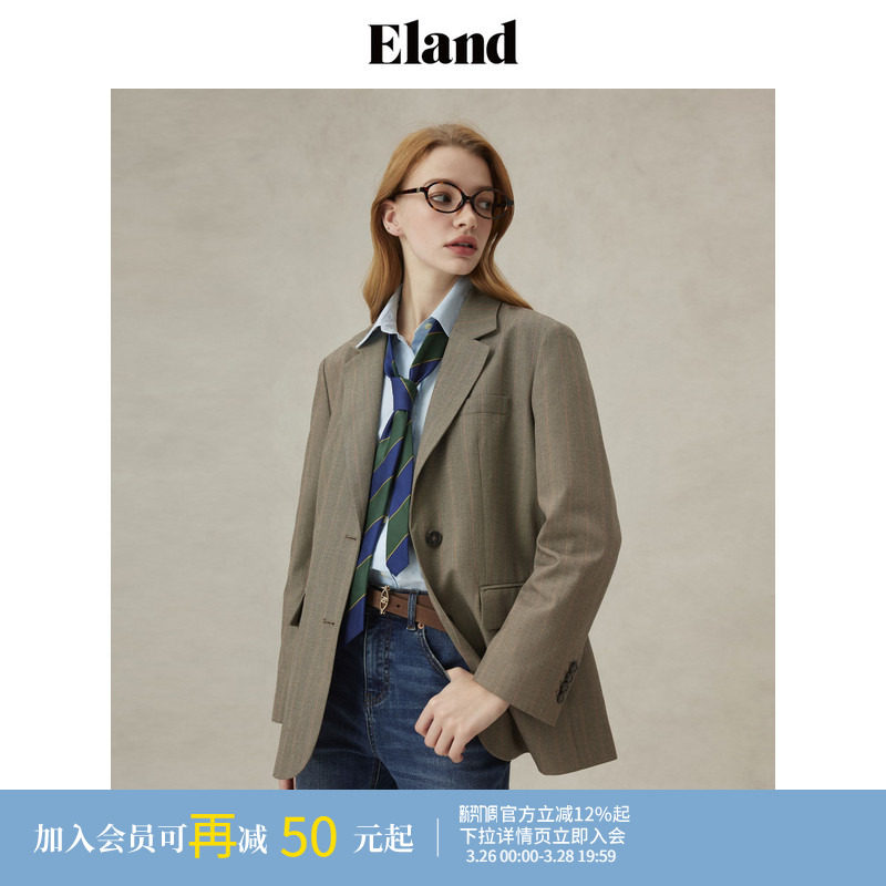 Eland衣恋西装女领口粘衬单排扣直筒显瘦通勤西服外套25春季新款