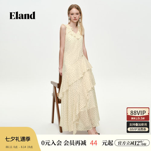 ELAND度假风荷叶边领连衣裙