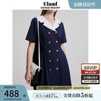 E·LAND收腰雙排扣連衣裙